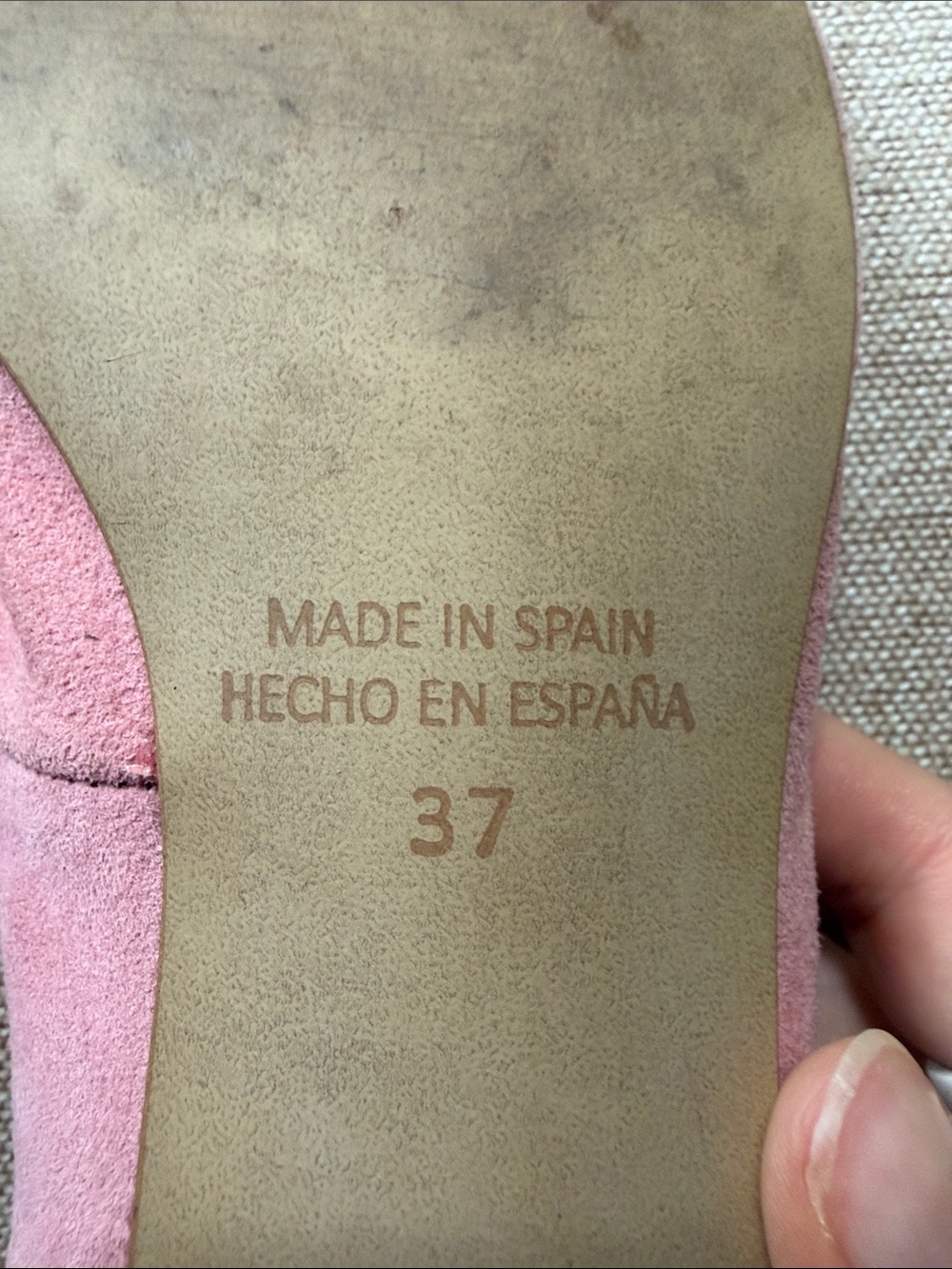 Pink Suede Mary Jane Flats with Buckle Strap - Made in Spain - Picture 5 of 8